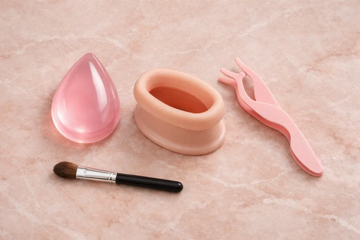 Silicone makeup applicator tools including beauty blender sponge eyeliner stencil and lip plumper device